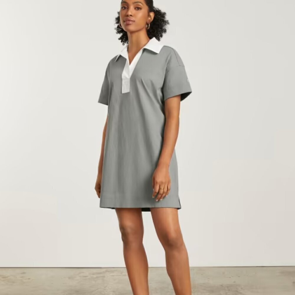 Everlane green white collared tennis The Organic Cotton Polo Dress s small